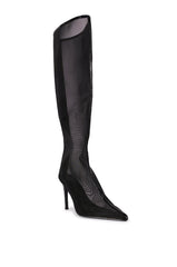 AZALEA WANG NICOLAI BLACK MESH KNEE HIGH BOOT