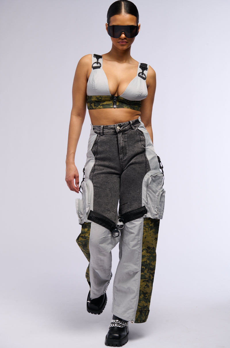 COMBAT COMBO DENIM BRALETTE