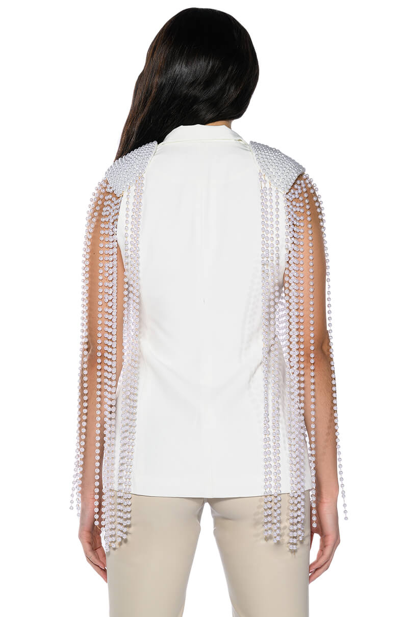 LA MODA PEARL SHOULDER PAD BLAZER