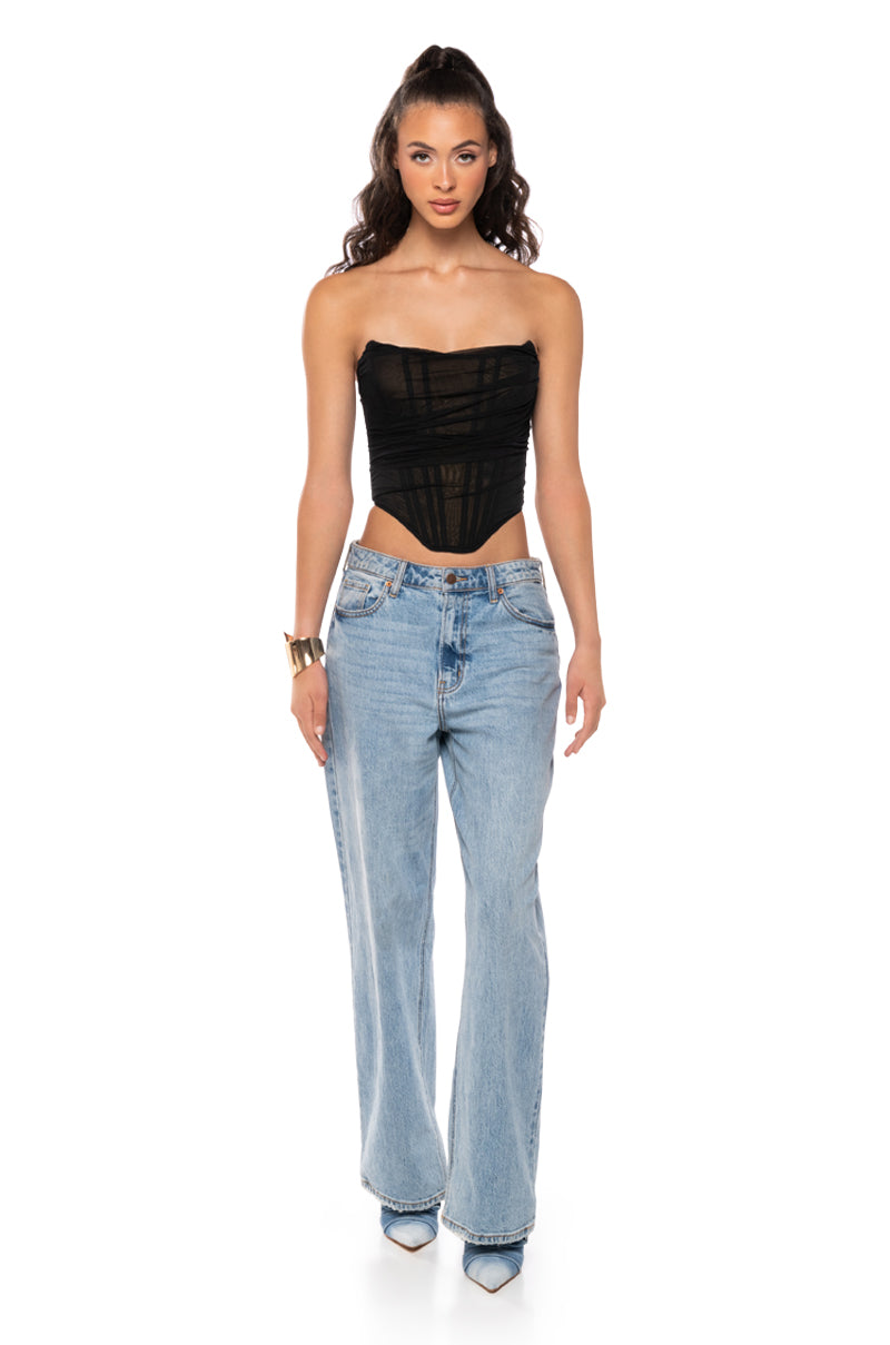 NEVER CONTROVERSIAL STRUCTURED MESH CORSET TOP