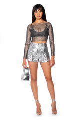 PIPER RHINESTONE TOP IN BLACK