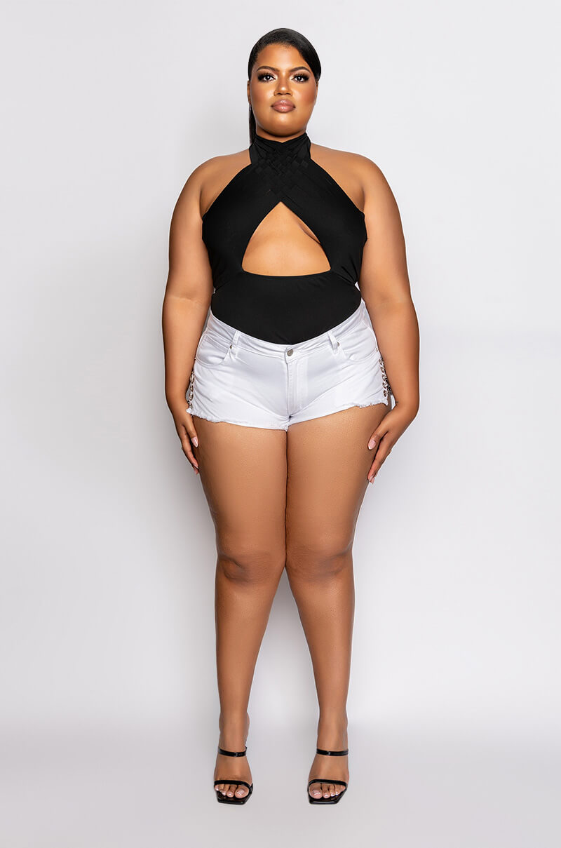 PLUS CATHERINE CHAIN DENIM SHORTS