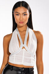 CLIO RHINESTONE DETAIL CORSET TANK